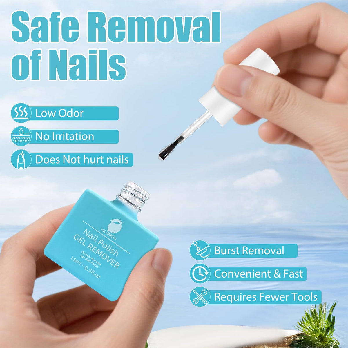 HiLemon in use removing gel polish demonstrating easy wipe-off