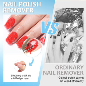HiLemon gel remover droplet on nail demonstrating quick melting action