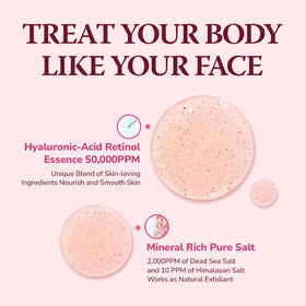 HIMALAYA PINKSALT Dead Sea and Himalayan salts flatlay highlighting natural exfoliants