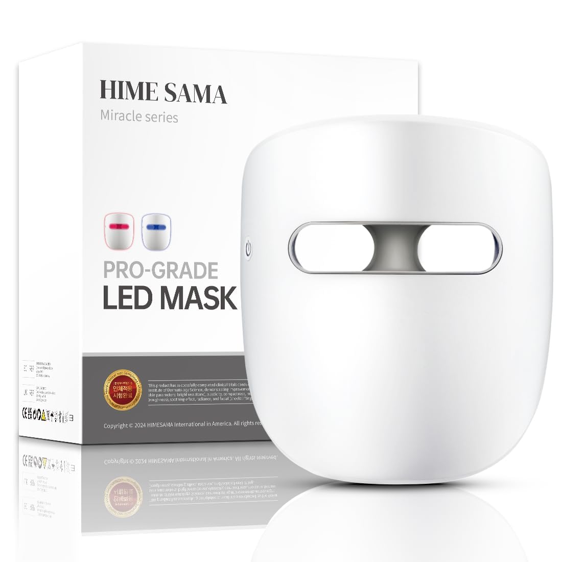 HIME SAMA front view of mask showing full LED panel and fit benefit