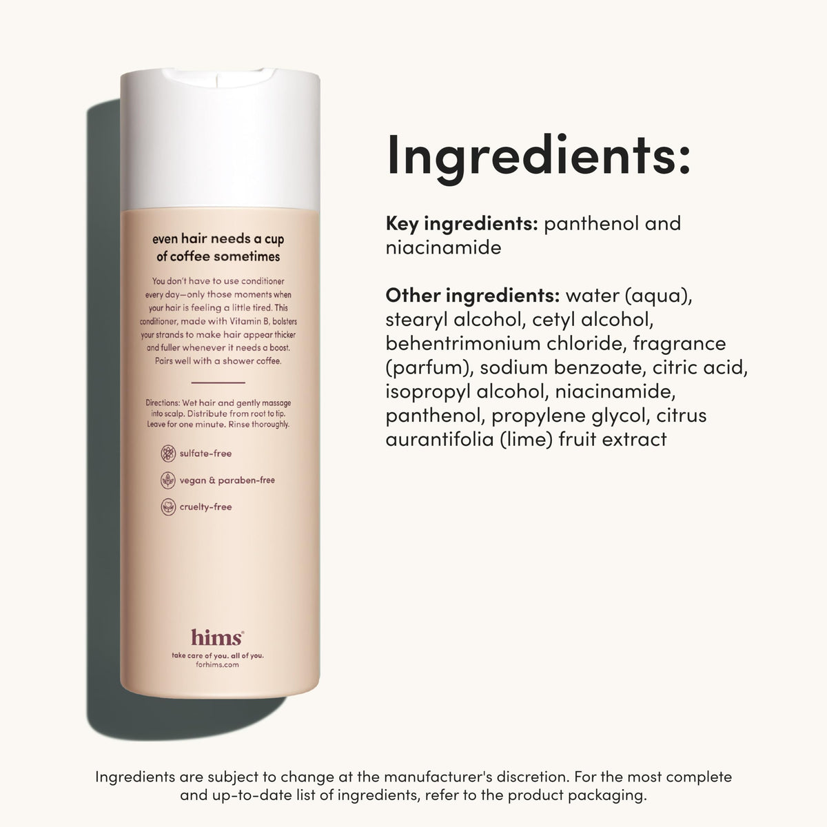 hims product label closeup highlighting clean ingredients and formulation benefit