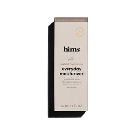 hims front packaging showing clean moisturizer branding and benefit