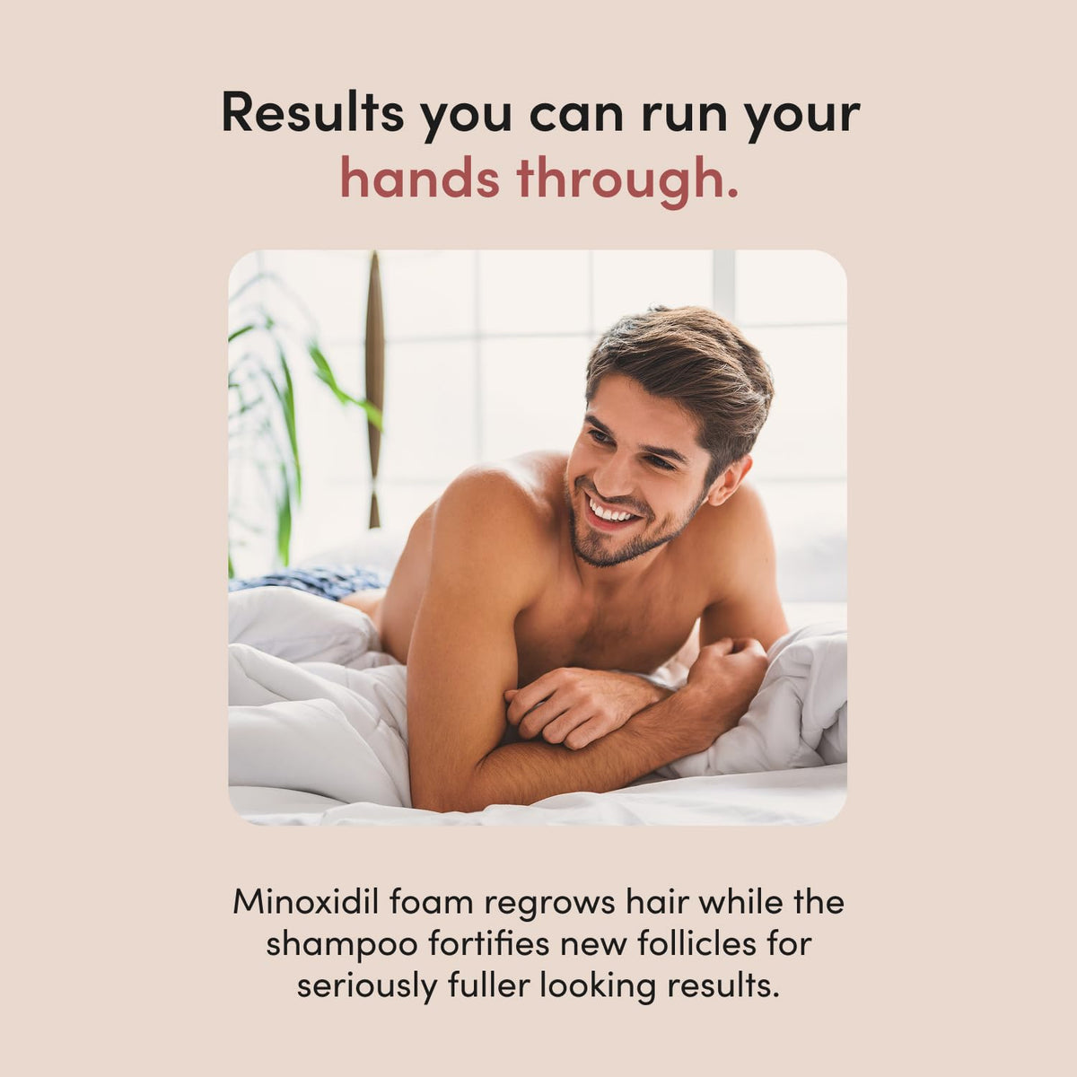 hims minoxidil foam being applied to scalp, illustrates precise targeted treatment benefit