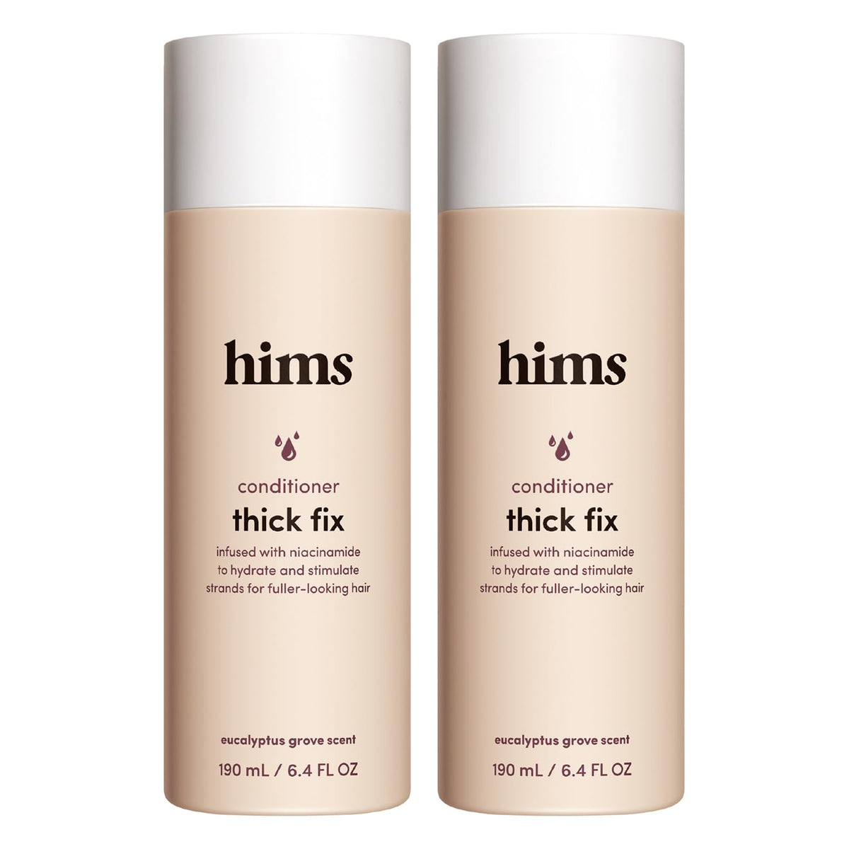 hims front packaging showing bottles and eucalyptus scent benefit