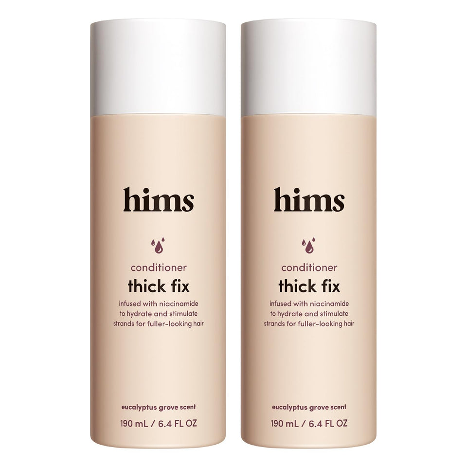 hims front packaging showing bottles and eucalyptus scent benefit