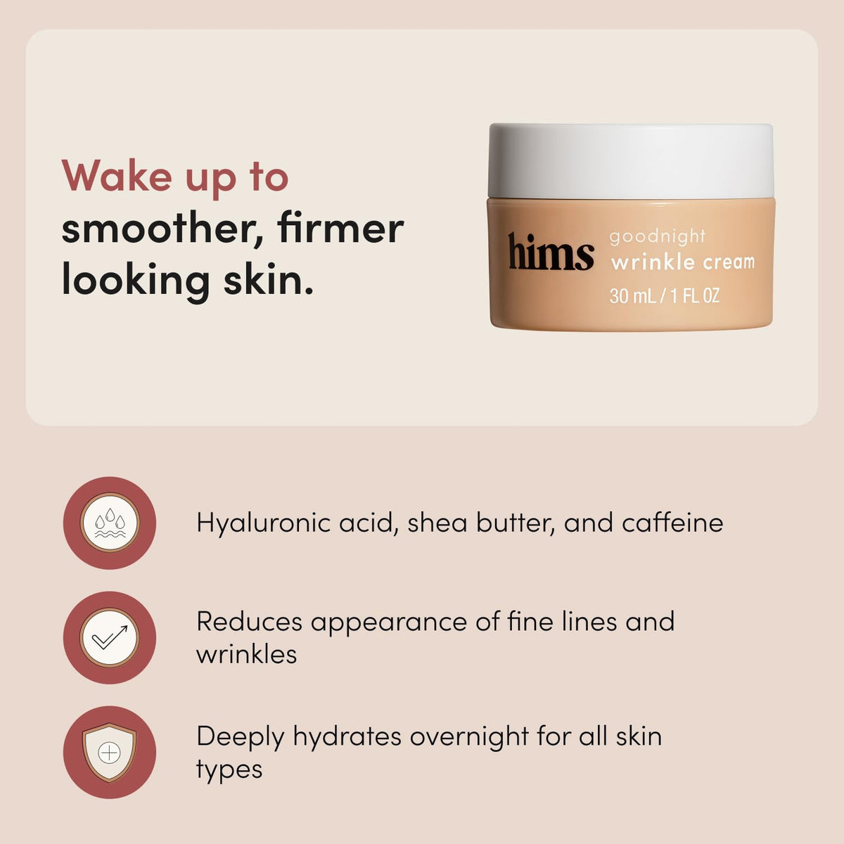 hims Goodnight cream texture close-up highlighting smooth hyaluronic hydration