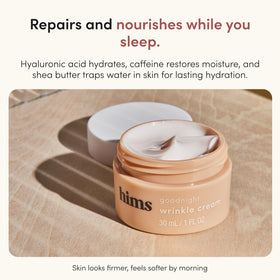 hims Goodnight jar top open revealing cream interior and easy-dispense design