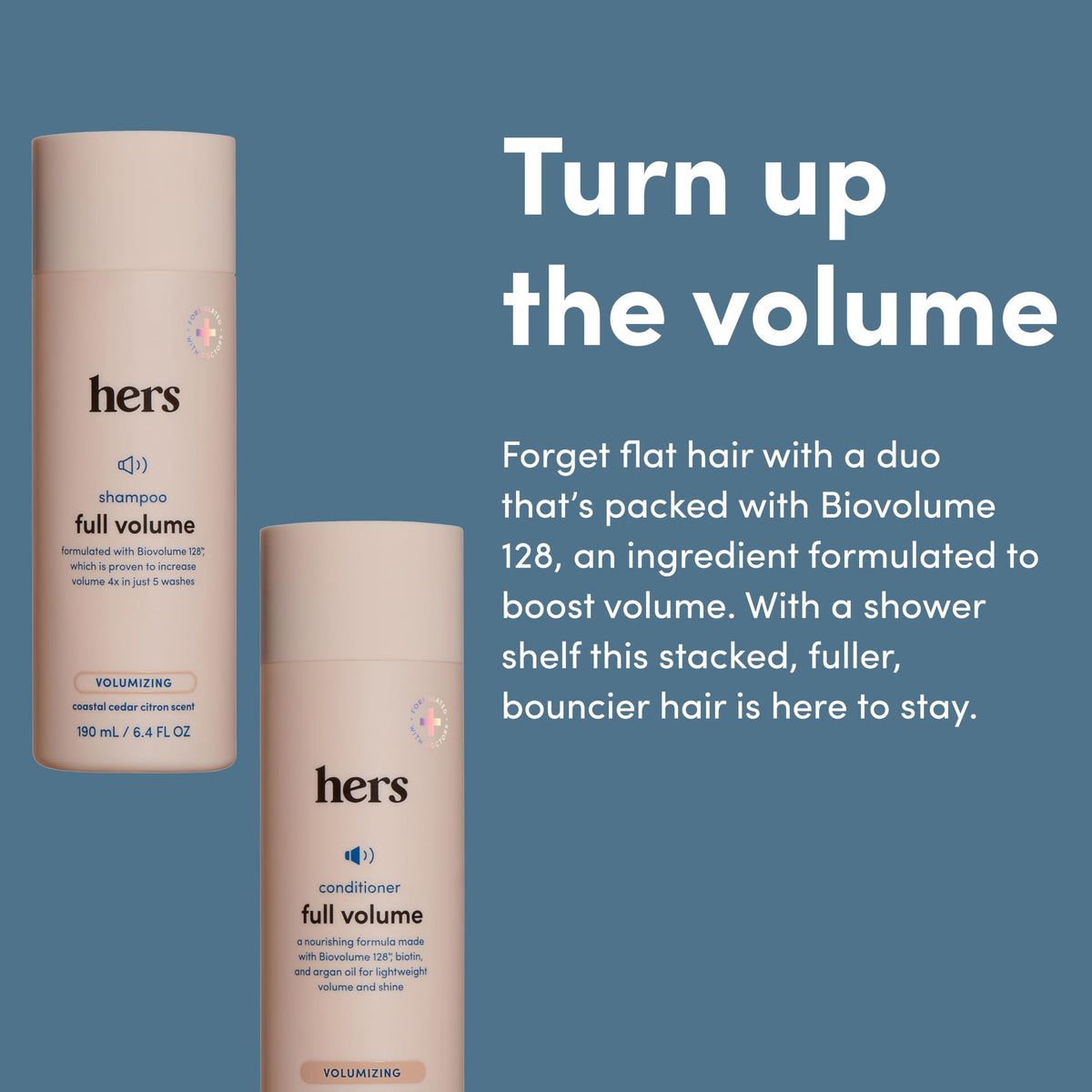 HIMS & HERS bottles with Coastal Cedar Citron label and scent benefit