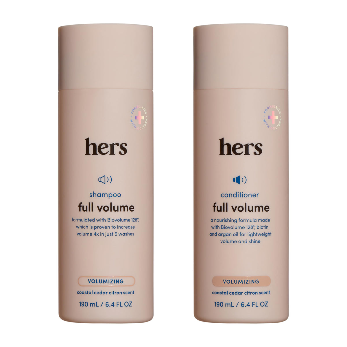 HIMS & HERS full volume front packaging showing duo and benefits