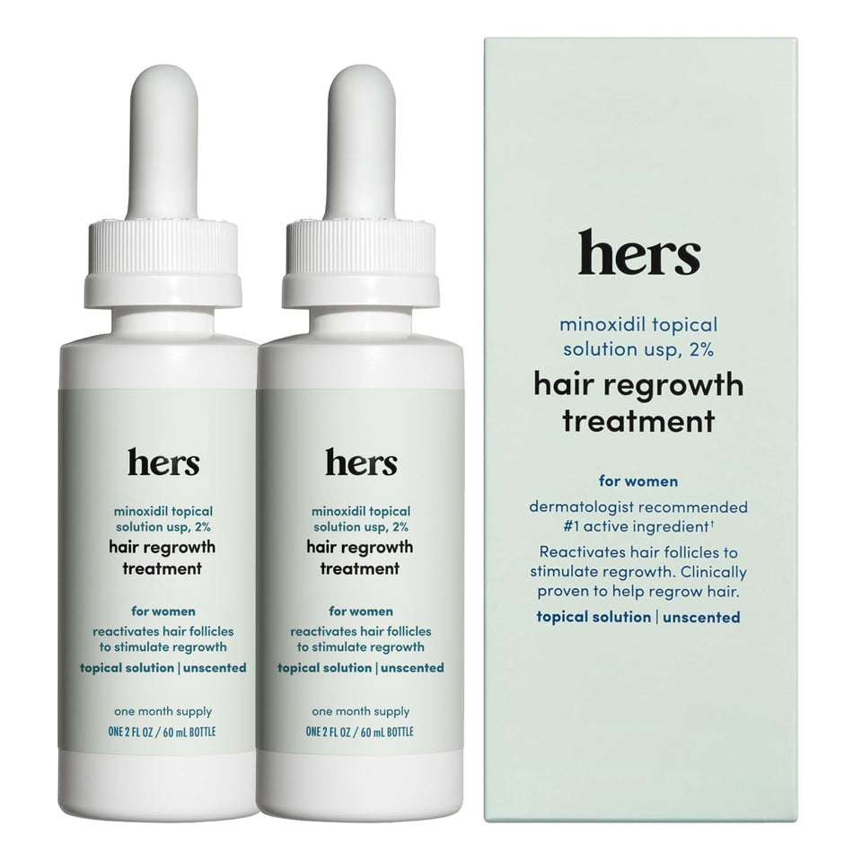 HIMS & HERS front packaging shows product and benefits for easy recognition