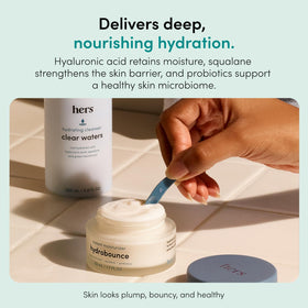 HIMS & HERS Hydrobounce cream texture demonstrating lightweight, bouncy hydration