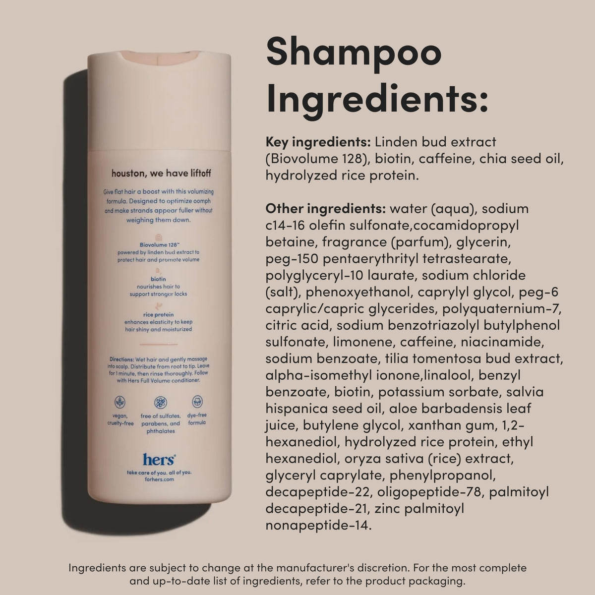 HIMS & HERS ingredient focus Biovolume 128 and biotin for fuller look