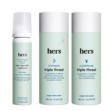 HIMS & HERS front packaging showing the trio set and branding benefits