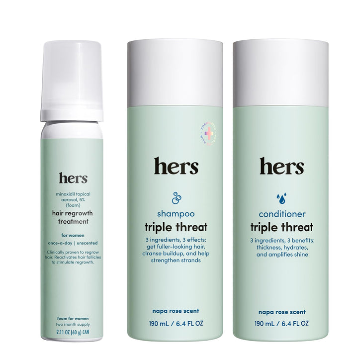 HIMS & HERS front packaging showing the trio set and branding benefits