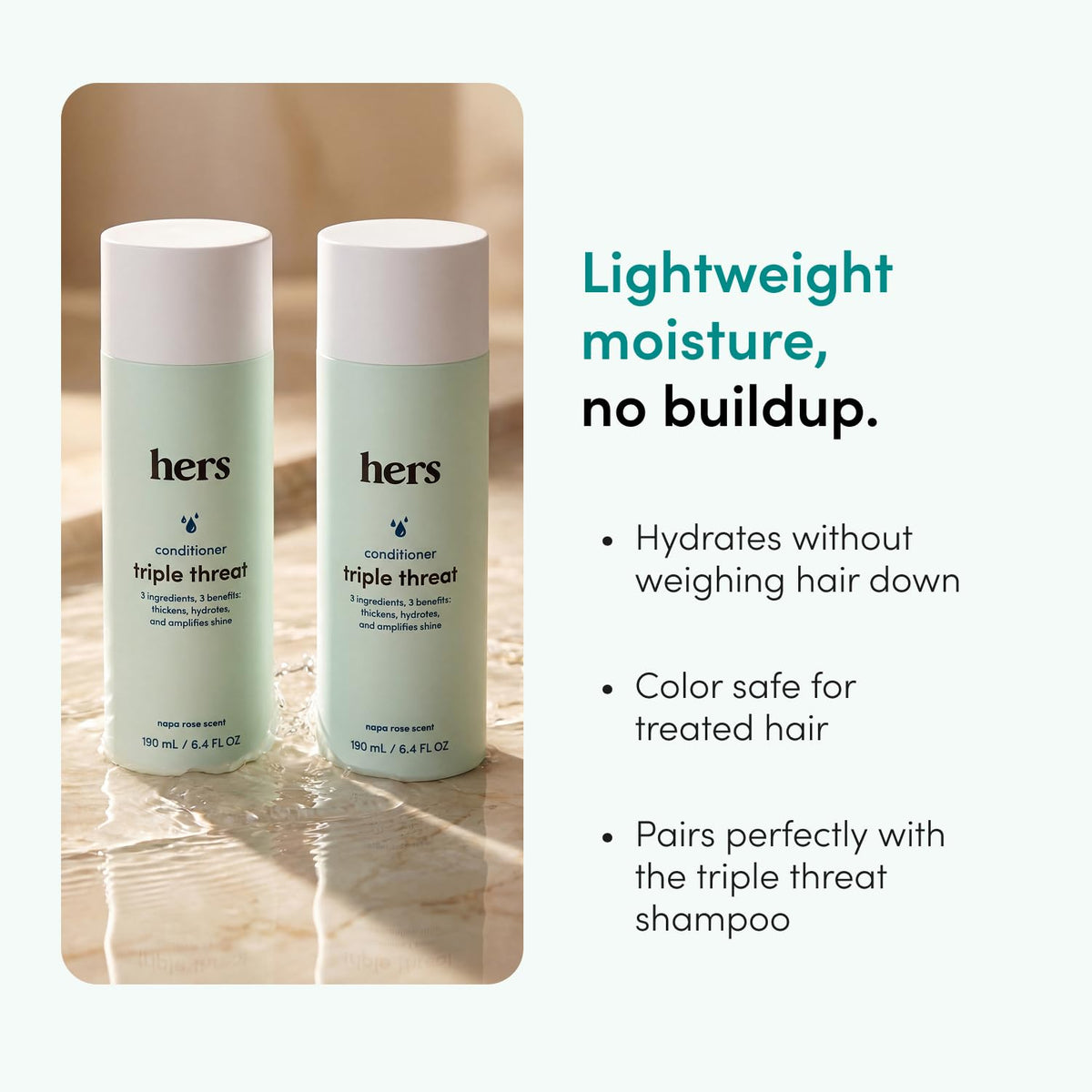HIMS & HERS conditioner applied to wet hair for detangling benefit