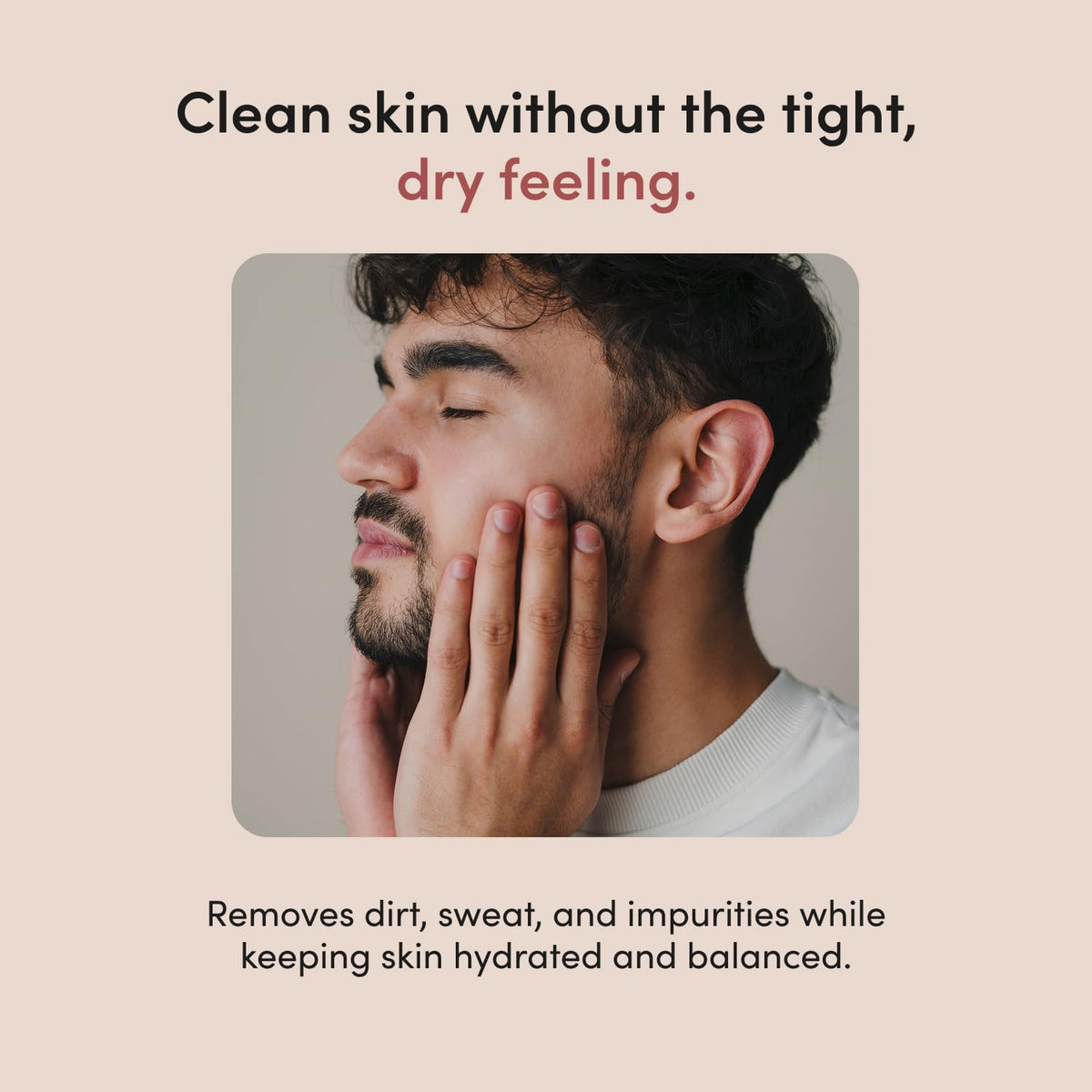 HIMS & HERS demonstrating light lather on skin for non-stripping cleanse benefit