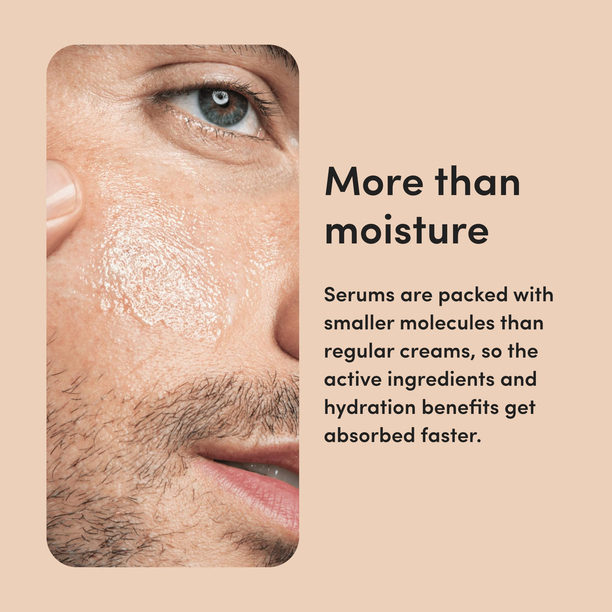 hims moisturizer in hand for scale showing travel-friendly one-ounce size benefit