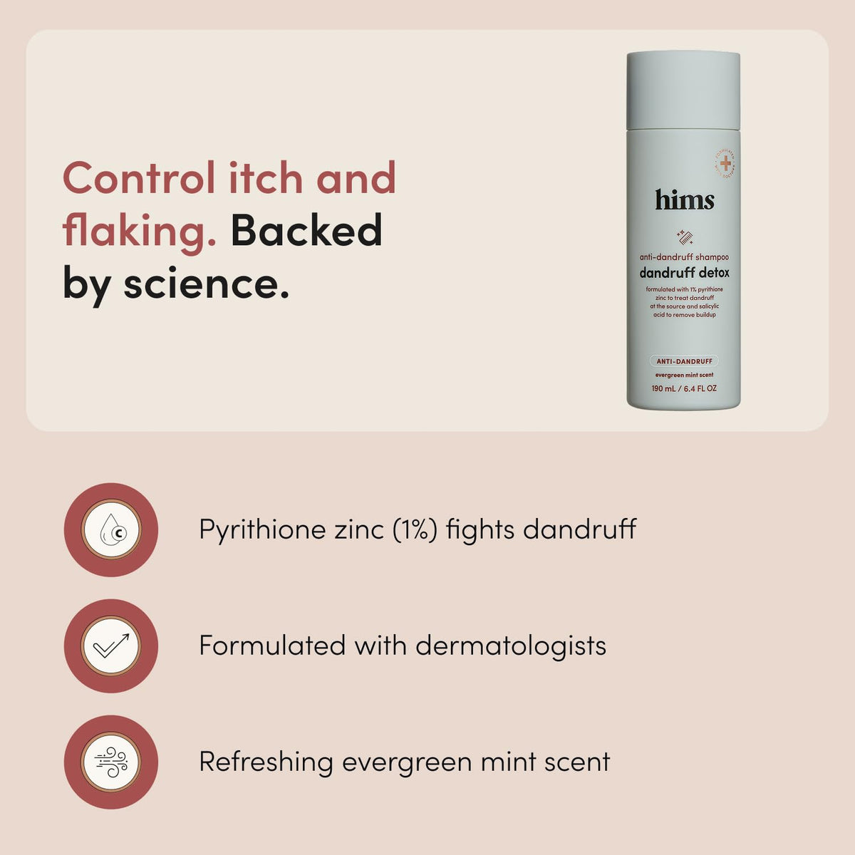 hims back label close-up with ingredients and usage directions