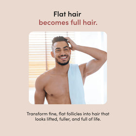 hims shampoo being applied in shower showing scalp massage and root-lift benefit
