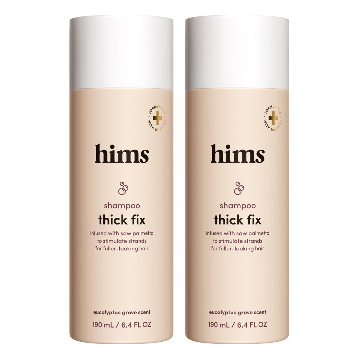 hims Thick Fix front bottle showing label and eucalyptus scent benefit