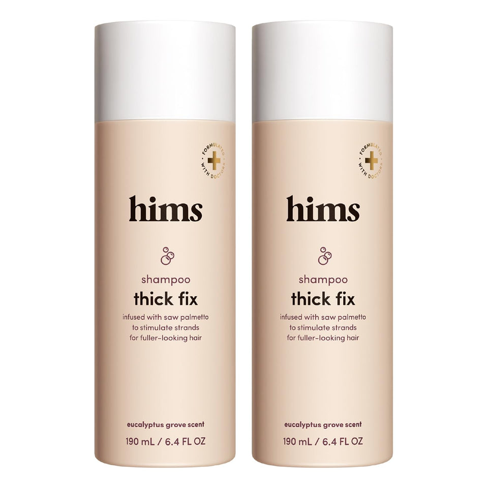 hims Thick Fix front bottle showing label and eucalyptus scent benefit