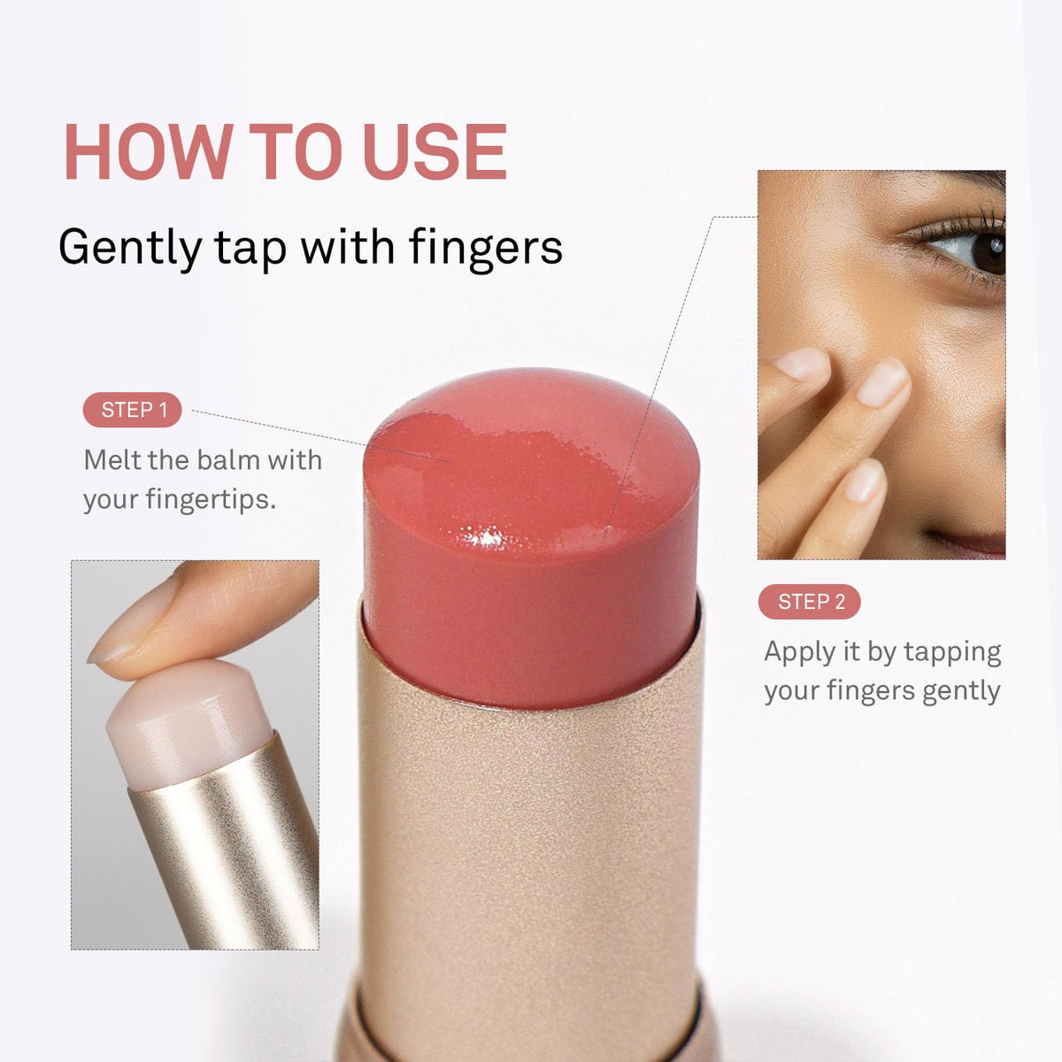 HINCE lip swipe showing glossy, natural tint effect