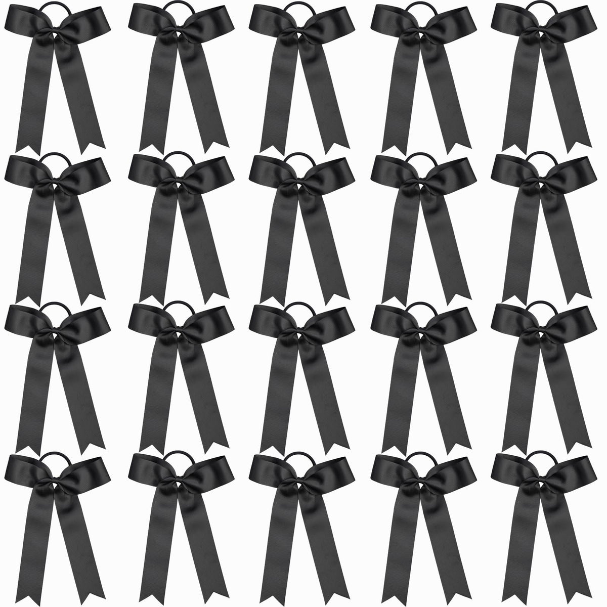 Hipcheer front packaging showing 20 black collegiate bows and ready-to-wear benefit