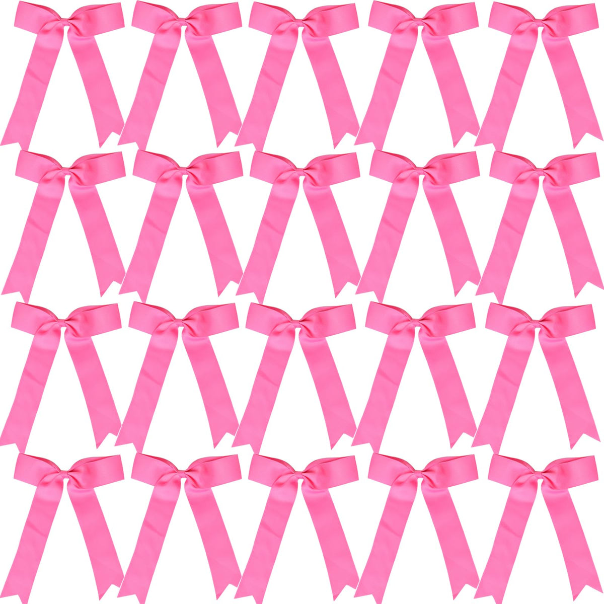 Hipcheer front view of 20 hot pink collegiate cheer bows, team-ready uniformity