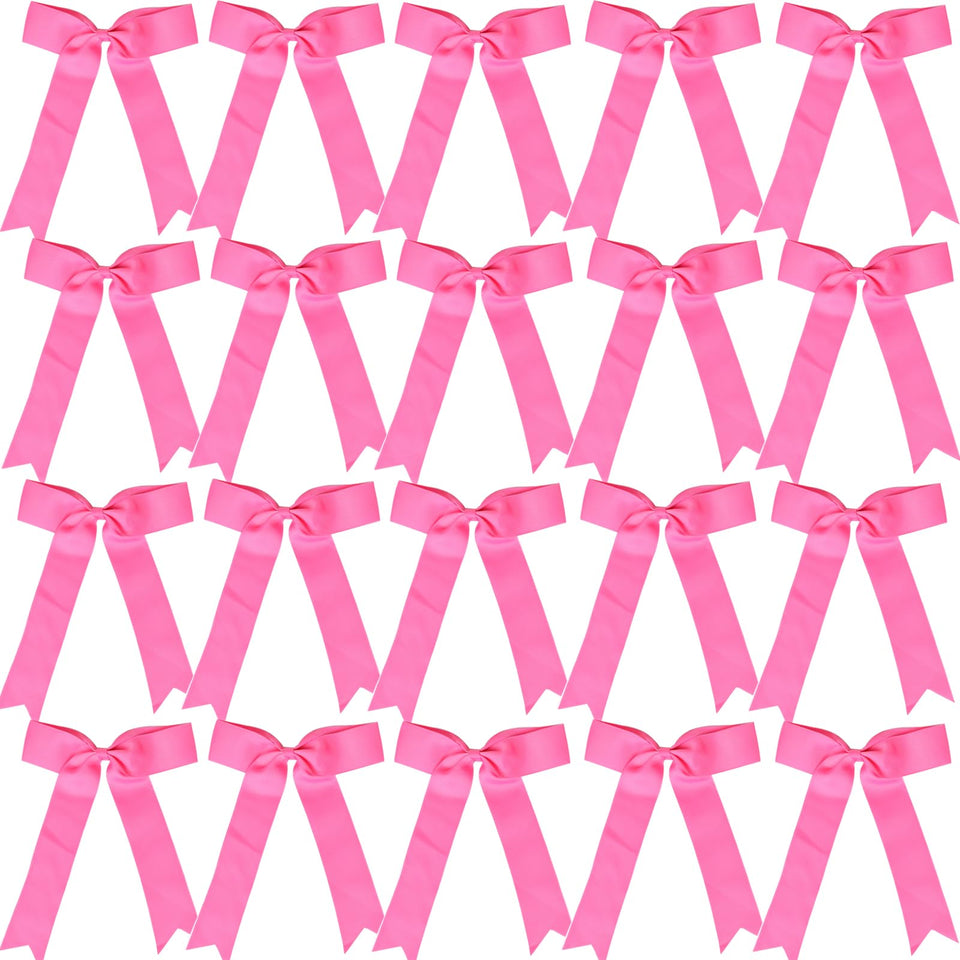 Hipcheer front view of 20 hot pink collegiate cheer bows, team-ready uniformity