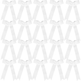 Hipcheer front view of white collegiate cheer bow showing full long-tail silhouette and team-ready look
