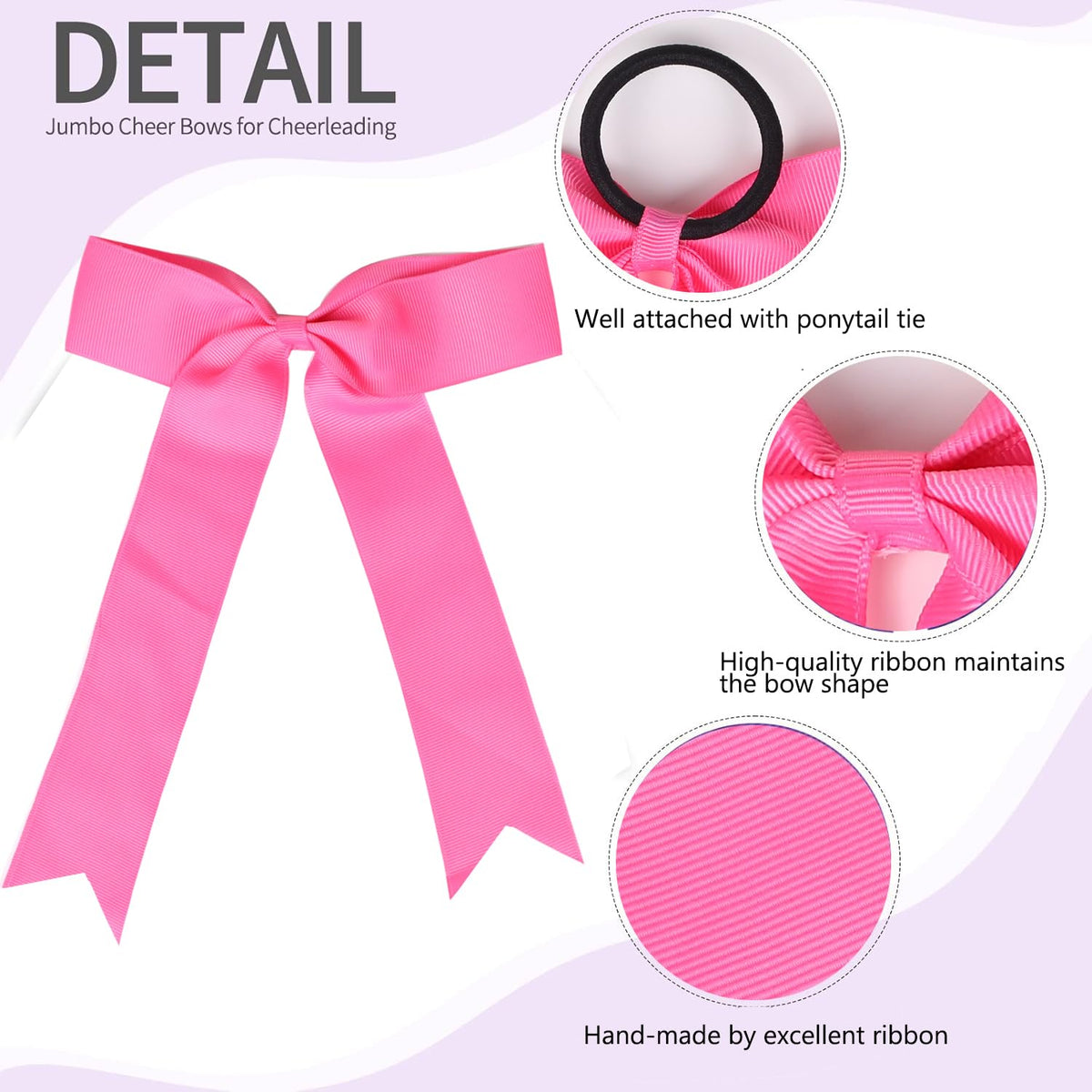Hipcheer bow beside a ruler showing 5.5 by 9 inch size for proportion