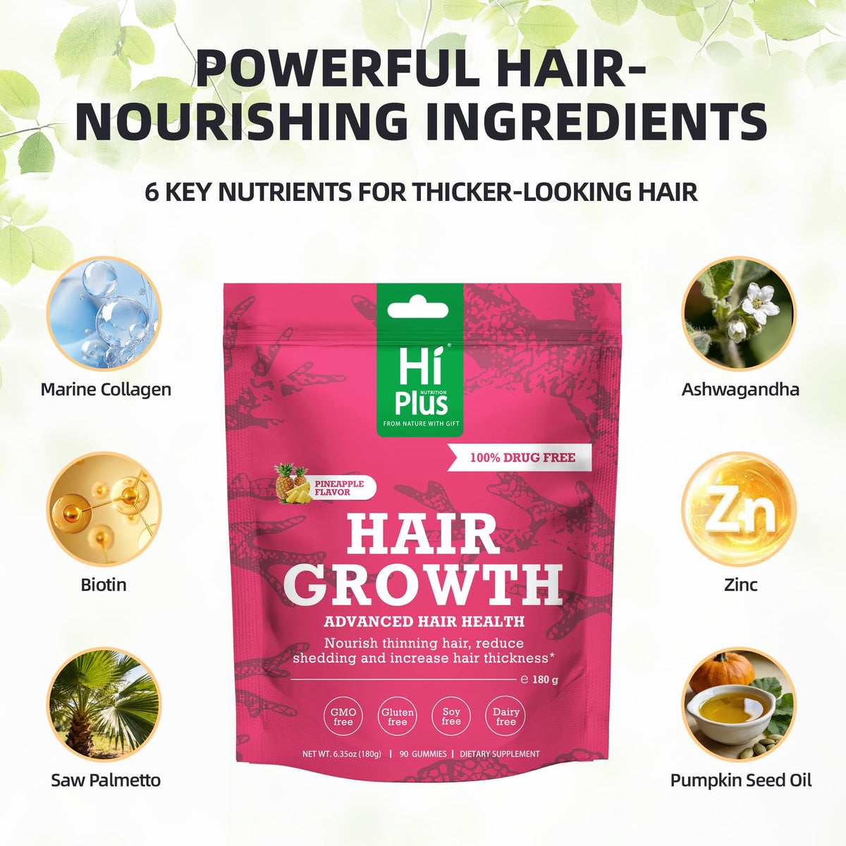 HiPlus pineapple gummy close-up revealing texture and chewable appeal