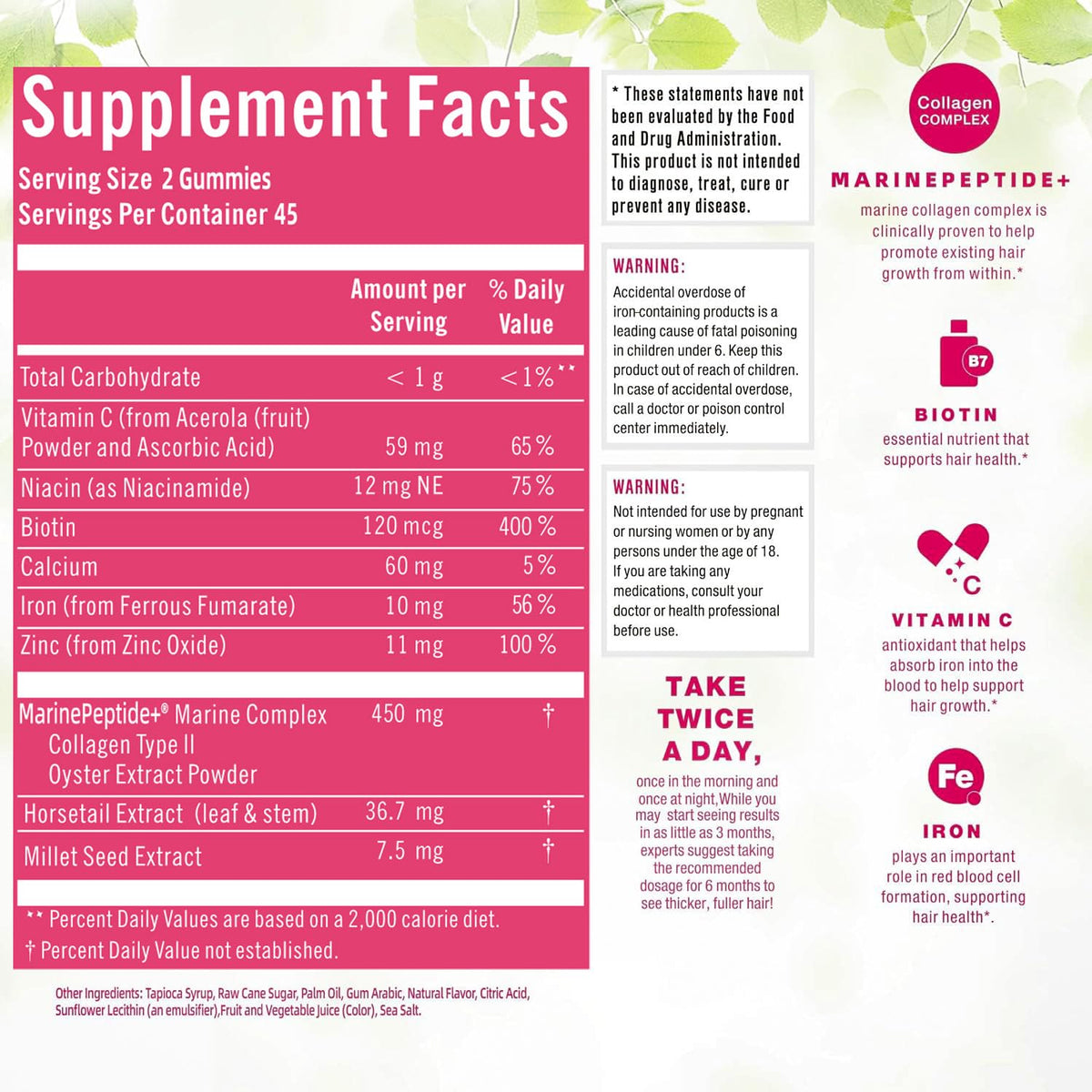 HiPlus nutrition label and ingredients panel highlighting key nutrients