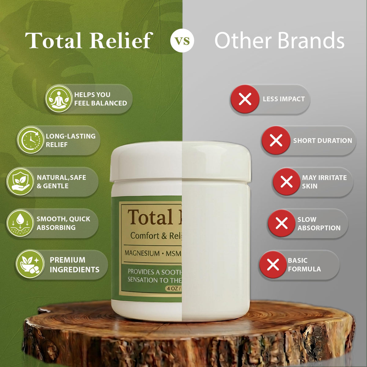 HiRelief application on leg showing easy massage-in and quick absorption benefit