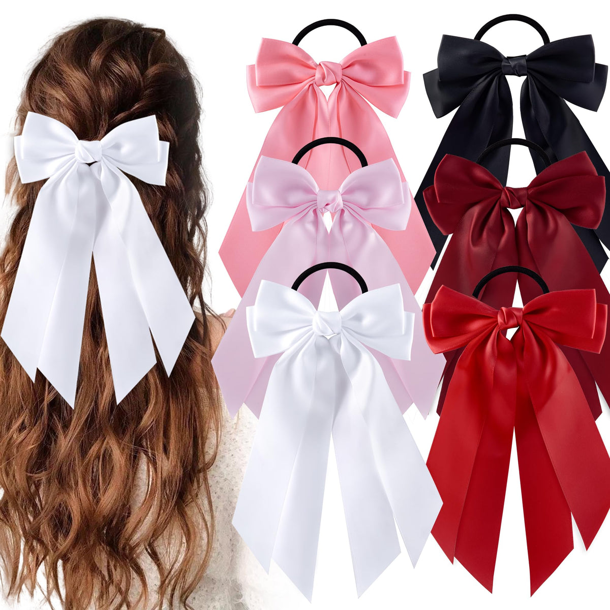 hisial front packaging showing six bow hair ties, neat gift-ready presentation