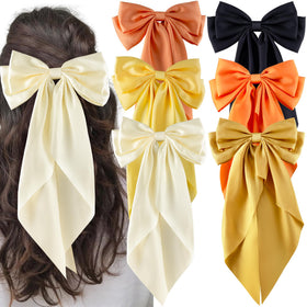 hisial front view showing all 6 large satin bows, showcases elegant colors and styling benefit
