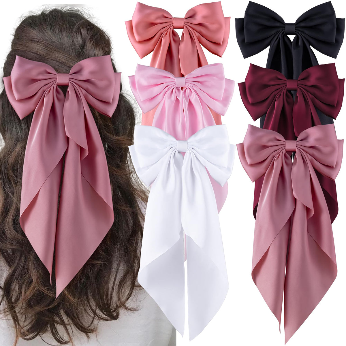 hisial front view large satin bows showing glossy finish and elegant shape