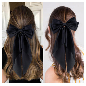 hisial in hair ponytail style displays bow tail and volume benefit