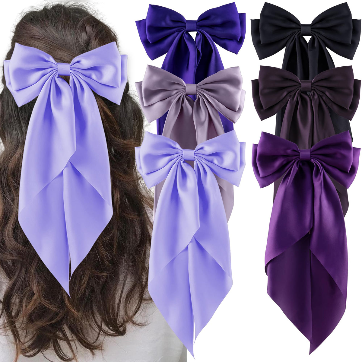 hisial front view of large satin bow showing elegant shape and shine