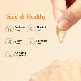 HKH applying serum to face demonstrating simple, hygienic use