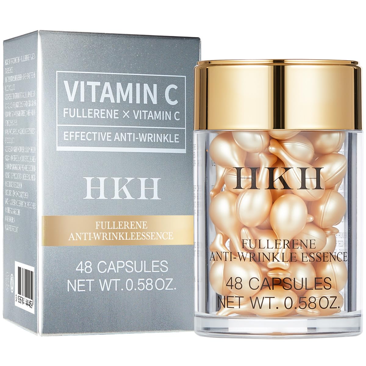 HKH front packaging showing 48 capsules and travel-friendly benefits