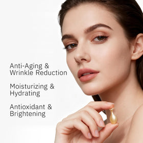 HKH open capsule releasing serum, highlighting freshness and potency