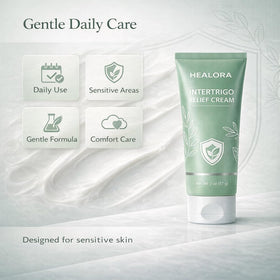Hlonns Healora next to a hand to show 2 oz tube size for portability and on-the-go use