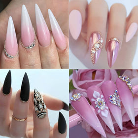 HNUIX beads applied on an acrylic nail showing precise placement and durability