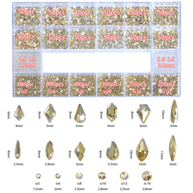 HNUIX close-up mixed gems showing glass sparkle and durable champagne-gold coating for shine