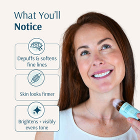 Holistic Goddess roll-on applied under-eye to reduce puffiness