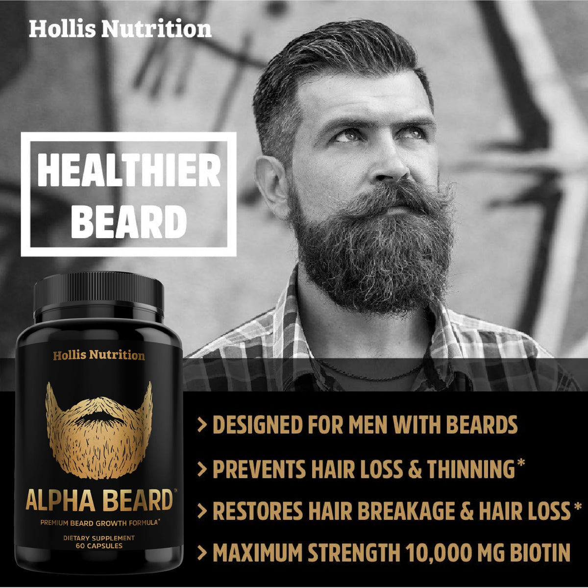 Hollis Nutrition ingredient label showing key nutrients and dosages