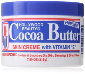 Hollywood Beauty front packaging jar showing cocoa butter cream and size benefit