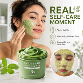 Generic Holy Basil Bubble Deep Mask airy foam close-up showing gentle bubbling action