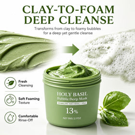 Generic Holy Basil Bubble Deep Mask creamy clay texture highlighting smooth application